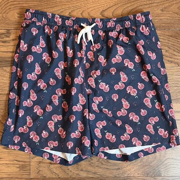 Wallin & Bros Pomegranate Print Swim Trunks Mens Drawstring Casual Shorts - Picture 1 of 12
